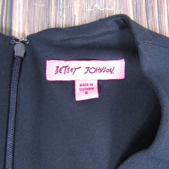 Betsey Johnson Dress Womens 6 Navy Sleeveless Ruffle Hem Sheath Cocktail FL04K79 - Picture 4 of 10